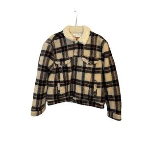 Levi's Women's Medium Plaid  Sherpa Trucker Jacket Grunge Western Gorpcore